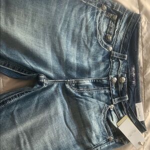 Miss Me Boot Cut Light Wash Jeans with Decorative Stitching